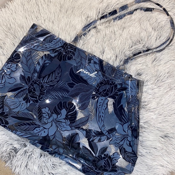 PINK Victoria's Secret Handbags - VS Pink Transparent Blue Floral Tote